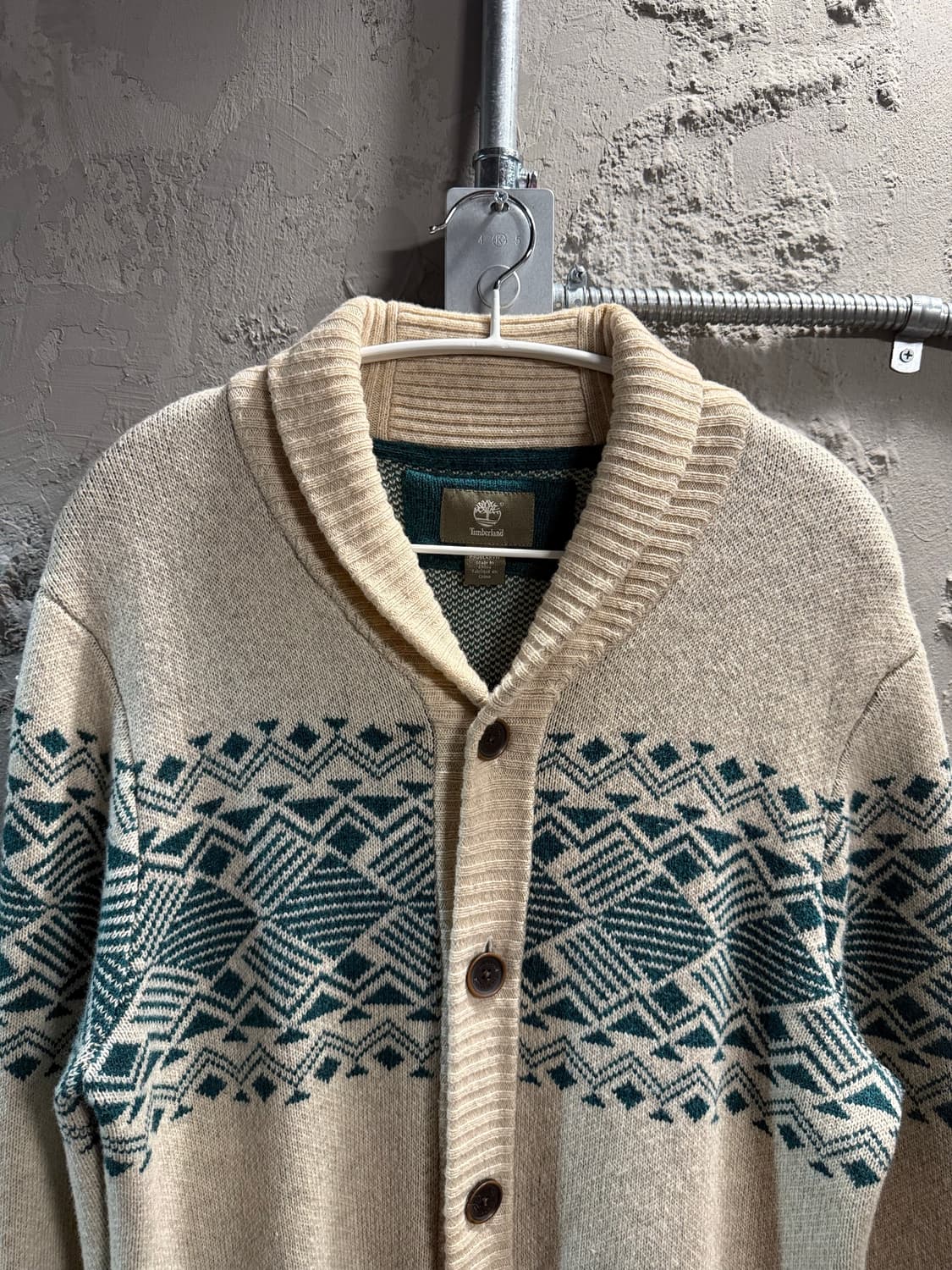 팀버랜드 TIMBERLAND 노르딕 패턴 숄카라 가디건 아이보리 L 상품이미지5
