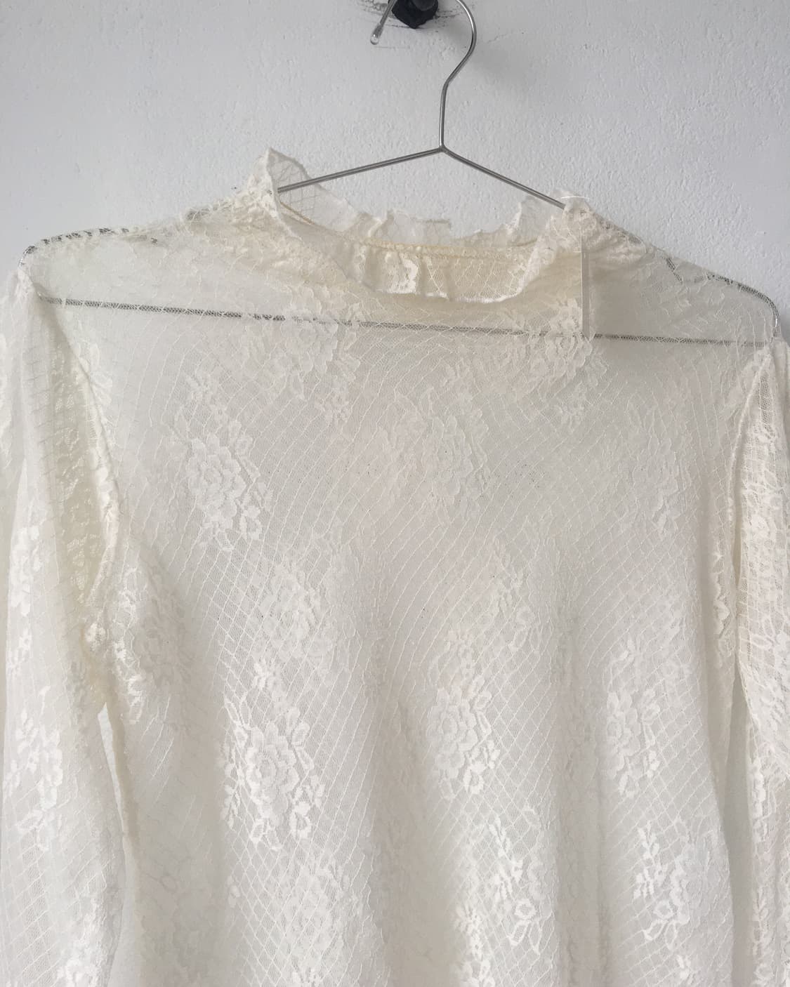 Flower pattern high neck lace sleeve 상품이미지2