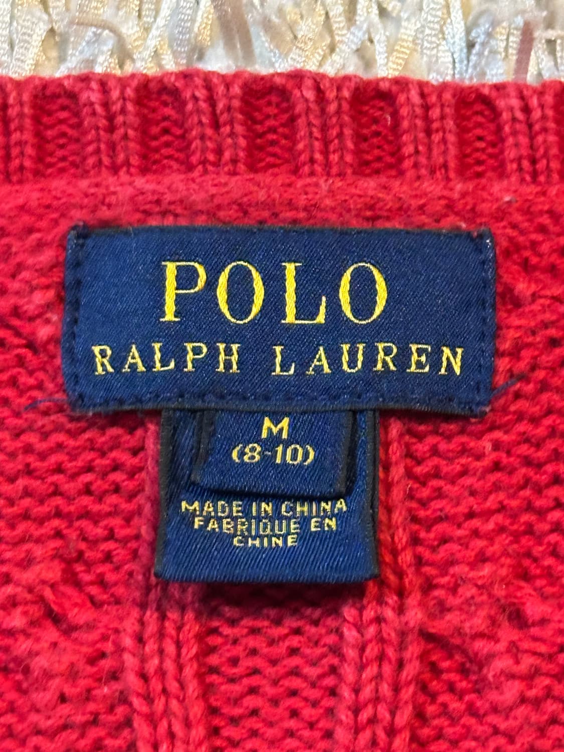 폴로 랄프로렌 신형 네이비포니 케이블 코튼 꽈배기 니트 레드 상품이미지4