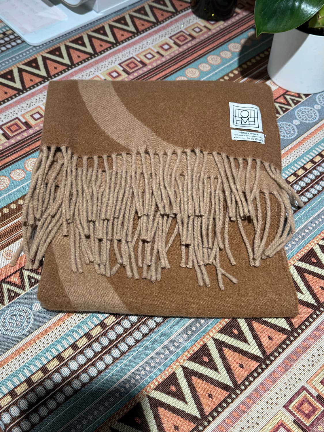 toteme 토템 버진울 패턴 브라운 머플러 목도리 상품이미지3