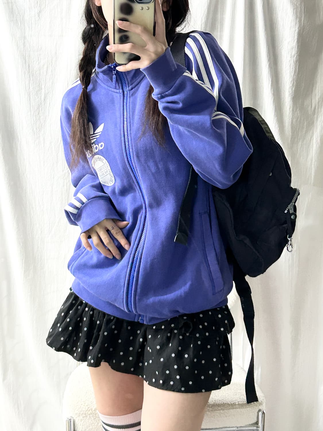 아디디스 빅로고 블루삼선 코튼 져지 상품이미지3