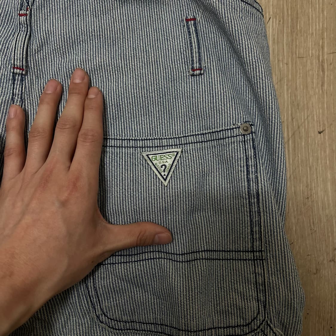 게스 USA 데님 오버롤 멜빵바지 72-94  상품이미지6