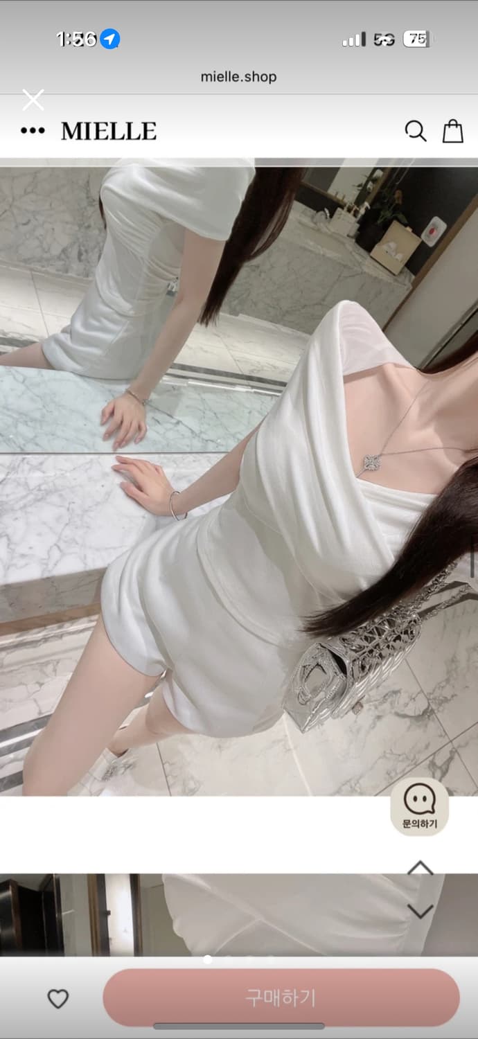 미엘르 세렌느 새틴 레그 숏팬츠 화이트 S 새상품 상품이미지1