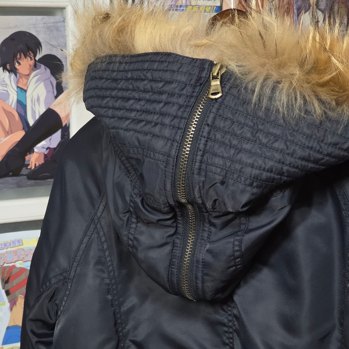 에스크 네이비 라쿤퍼 후드 투웨이 항공 패딩 상품이미지6