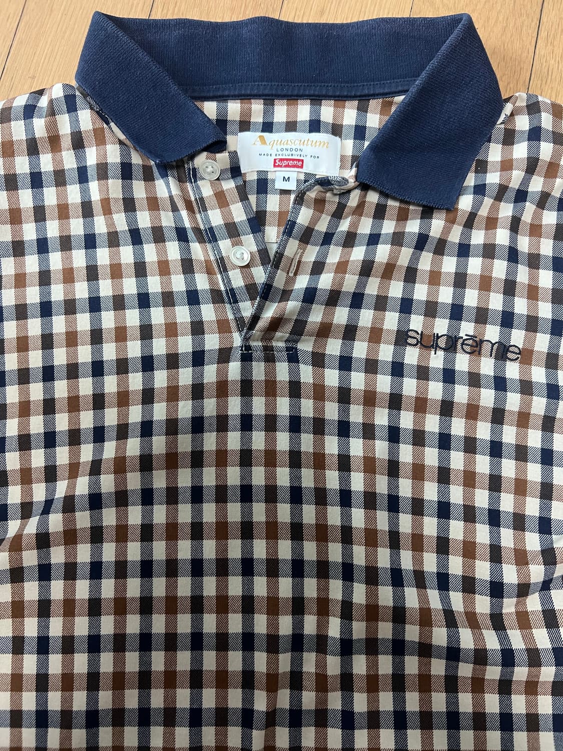 슈프림 아쿠아스큐덤 체크 폴로티 M 상품이미지2