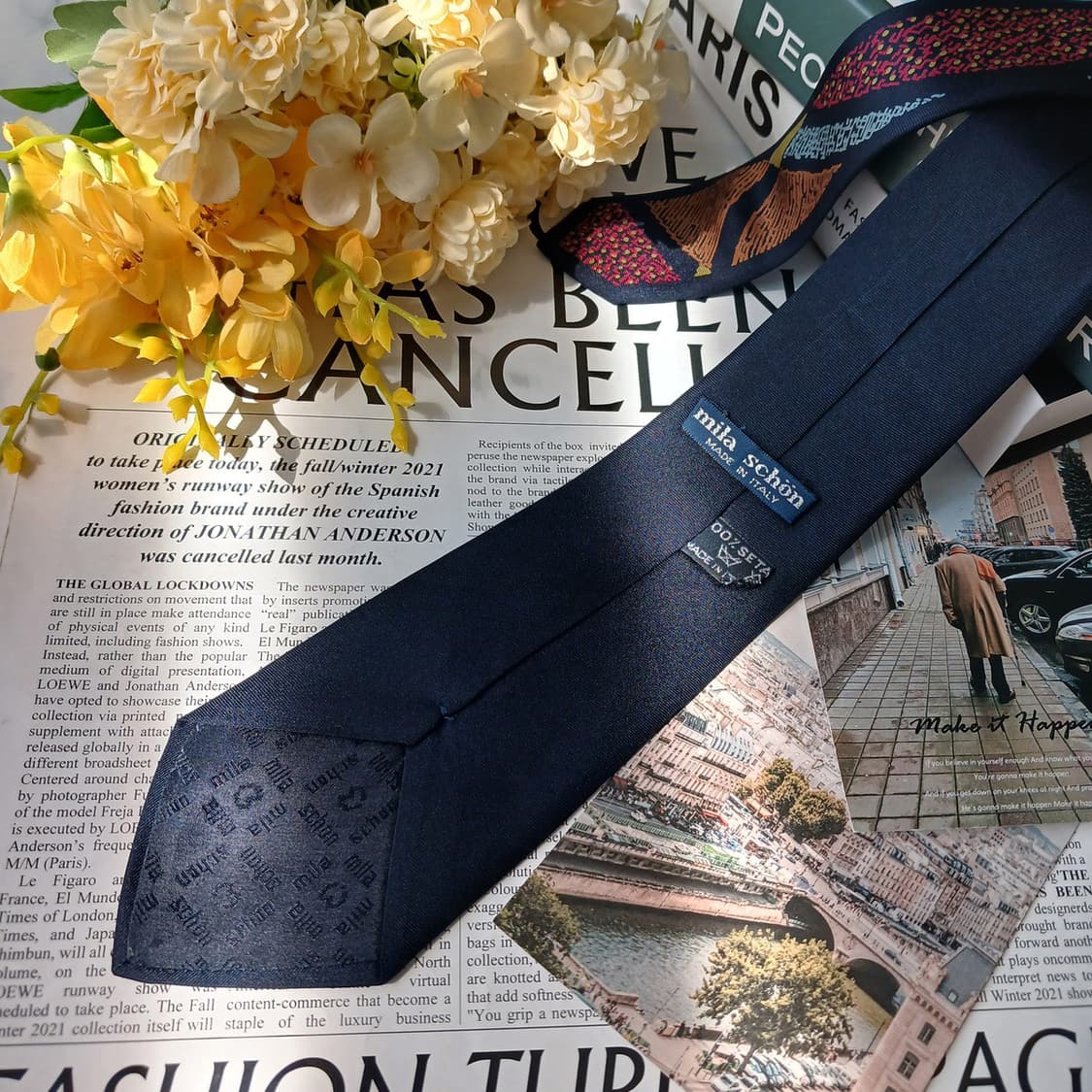 MILASCHON 밀라숀 실크 네이비 넥타이 8.7cm A등급 e806
 상품이미지5