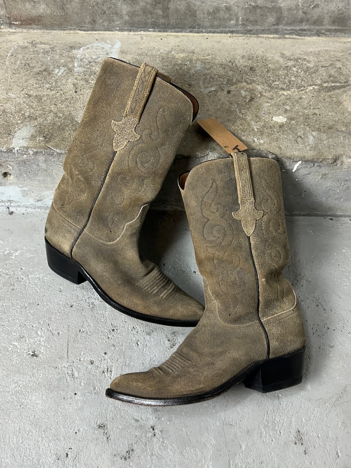 80's Lucchese 러프아웃 스웨이드 웨스턴 카우보이 부츠 상품이미지1