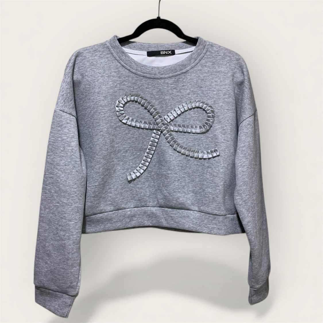 Bnx 그레이 리본장식 맨투맨 상품이미지1