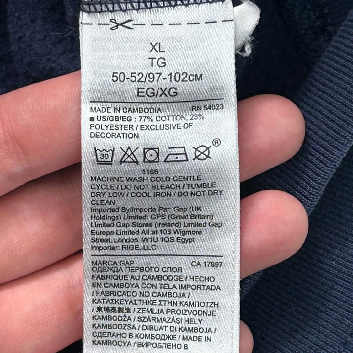 GAP 스펠아웃 빅로고 후드티 네이비 XL 상품이미지5