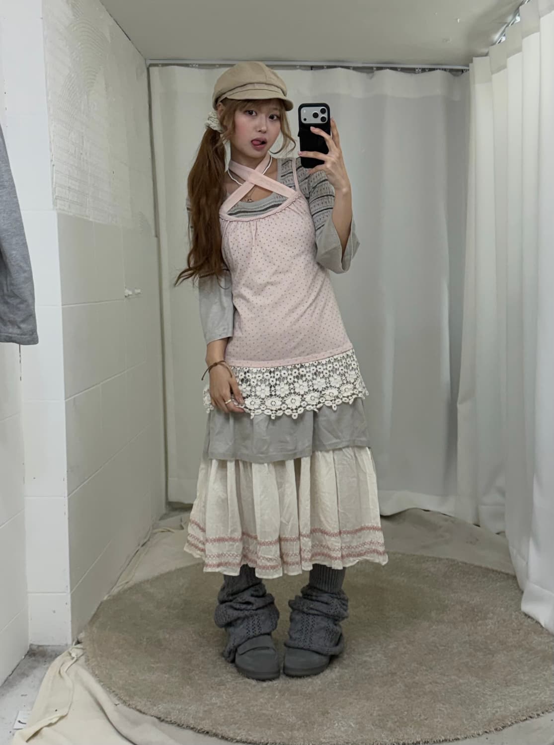 그레이 핑크 너드 니혼진 하구미 코디세트 상품이미지2