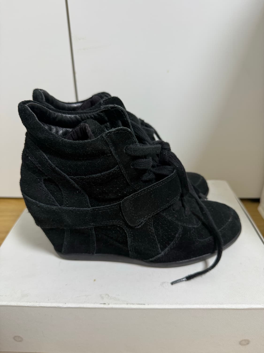 아쉬 ash 보위 하이탑 웨지힐 스니커즈 스웨이드 블랙 37 상품이미지4