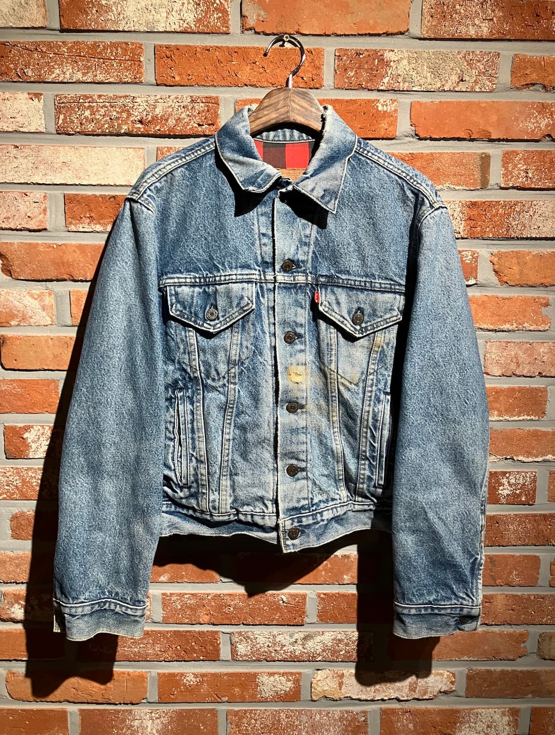 80s USA 빈티지 리바이스 3세대 버팔로 안감 데님 트러커 자켓 상품이미지2