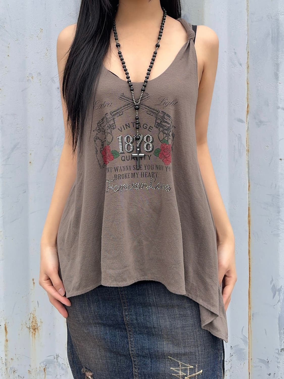 Khaki sleeveless top 상품이미지4