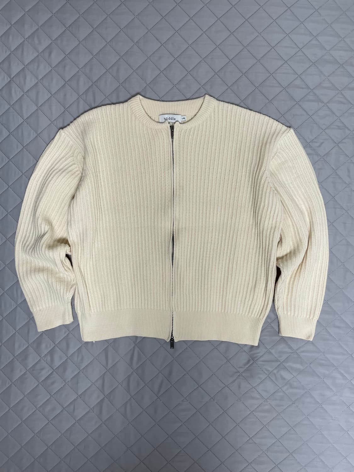 Middle 니트 집업 아이보리 상품이미지1