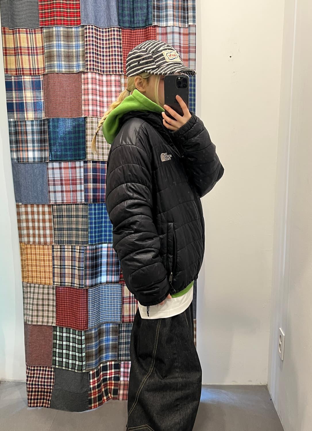 노스페이스 블랙 퀄팅 패딩 상품이미지5