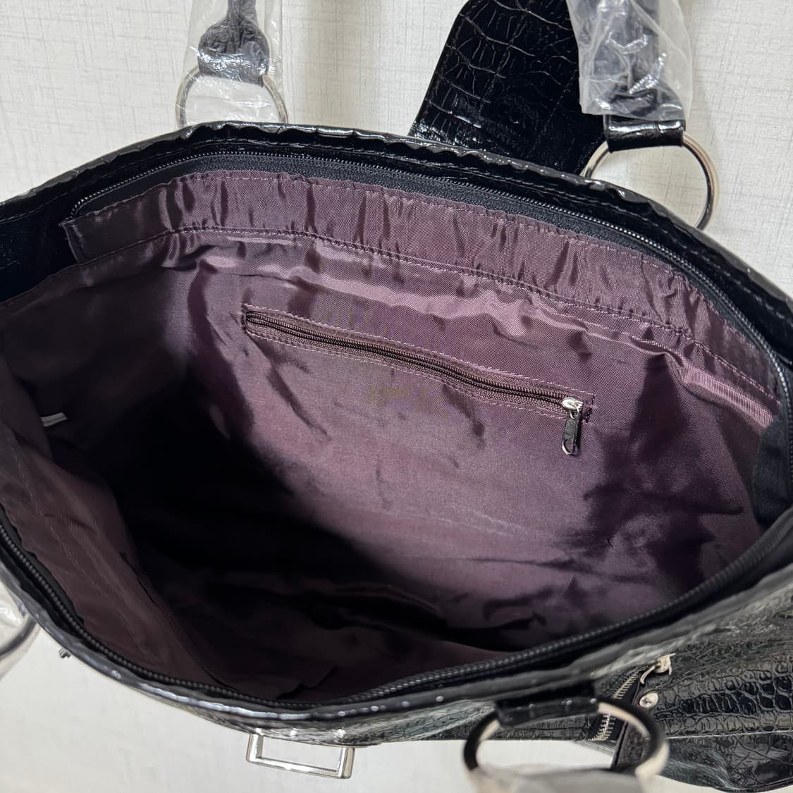 새상품 블랙 크로커다일 빅 토트백 가방 베스티벨리 숄더백 빈티지 갸루 상품이미지5