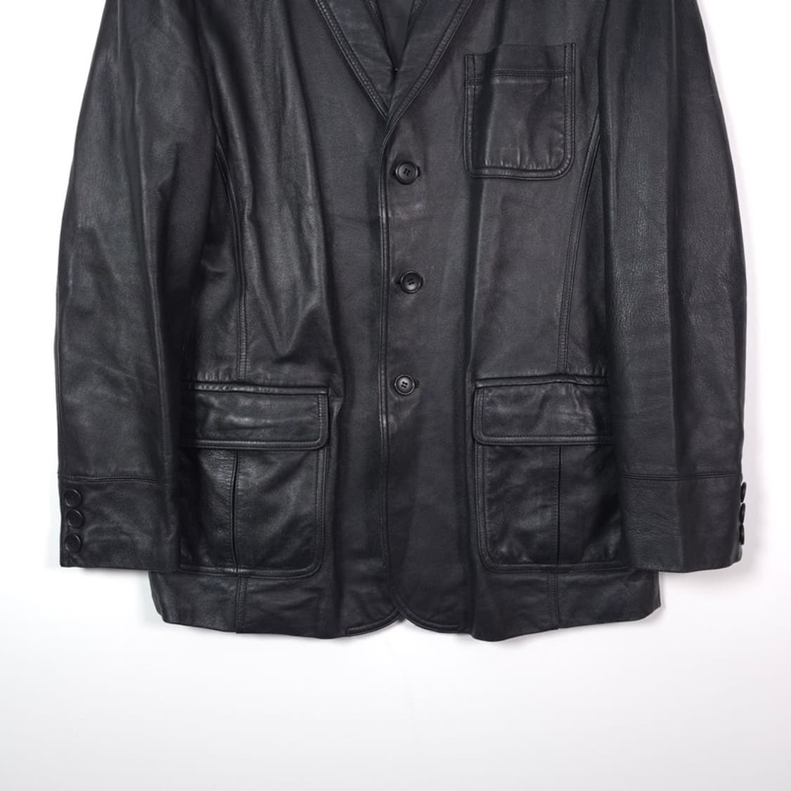 지오송지오 리얼 램스킨 미니멀 3버튼 가죽 블레이저 XL 상품이미지4