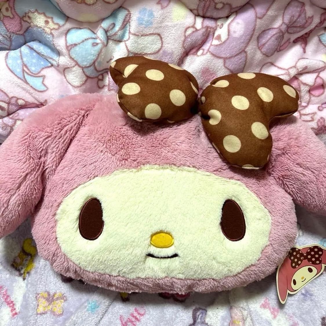 라떼갸루 고전 마이멜로디 방꾸 핀터깔 도트 리본 딸초 쿠션 큐롯 리즈리사 상품이미지1
