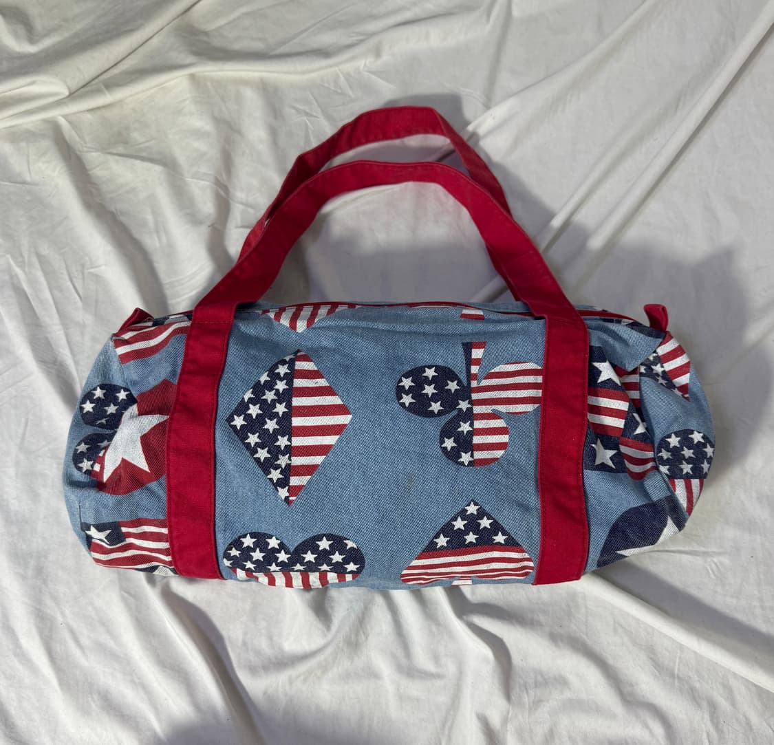 빈티지 성조기 패턴 미니 데님 더플백 상품이미지1