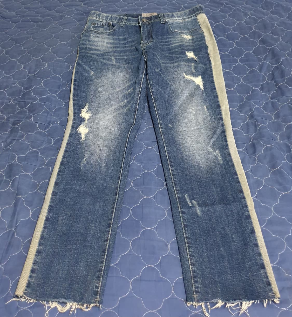(빈티지) JMC 진 사이드배색 데미지 워싱 스판 데님팬츠 (31~32) 상품이미지1