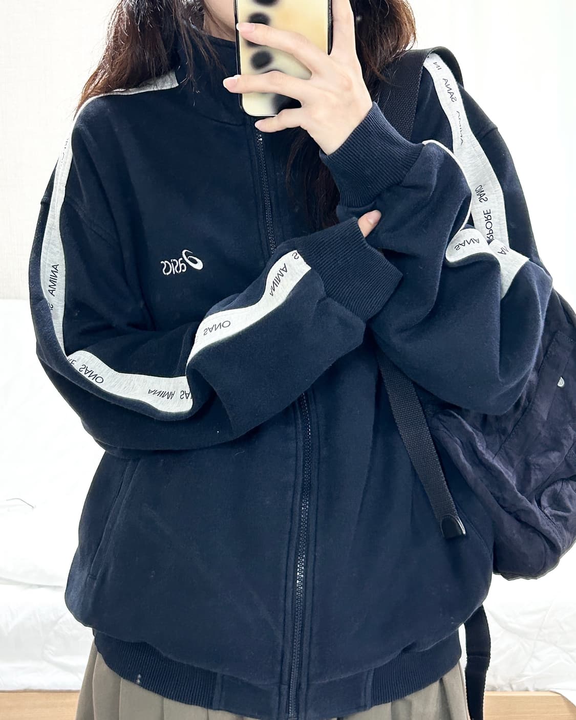 아식스 사이드라인 네이비 코튼 집업 상품이미지2