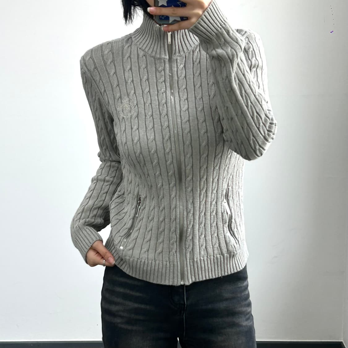 Polo 폴로 그레이 케이블 니트 집업 상품이미지1
