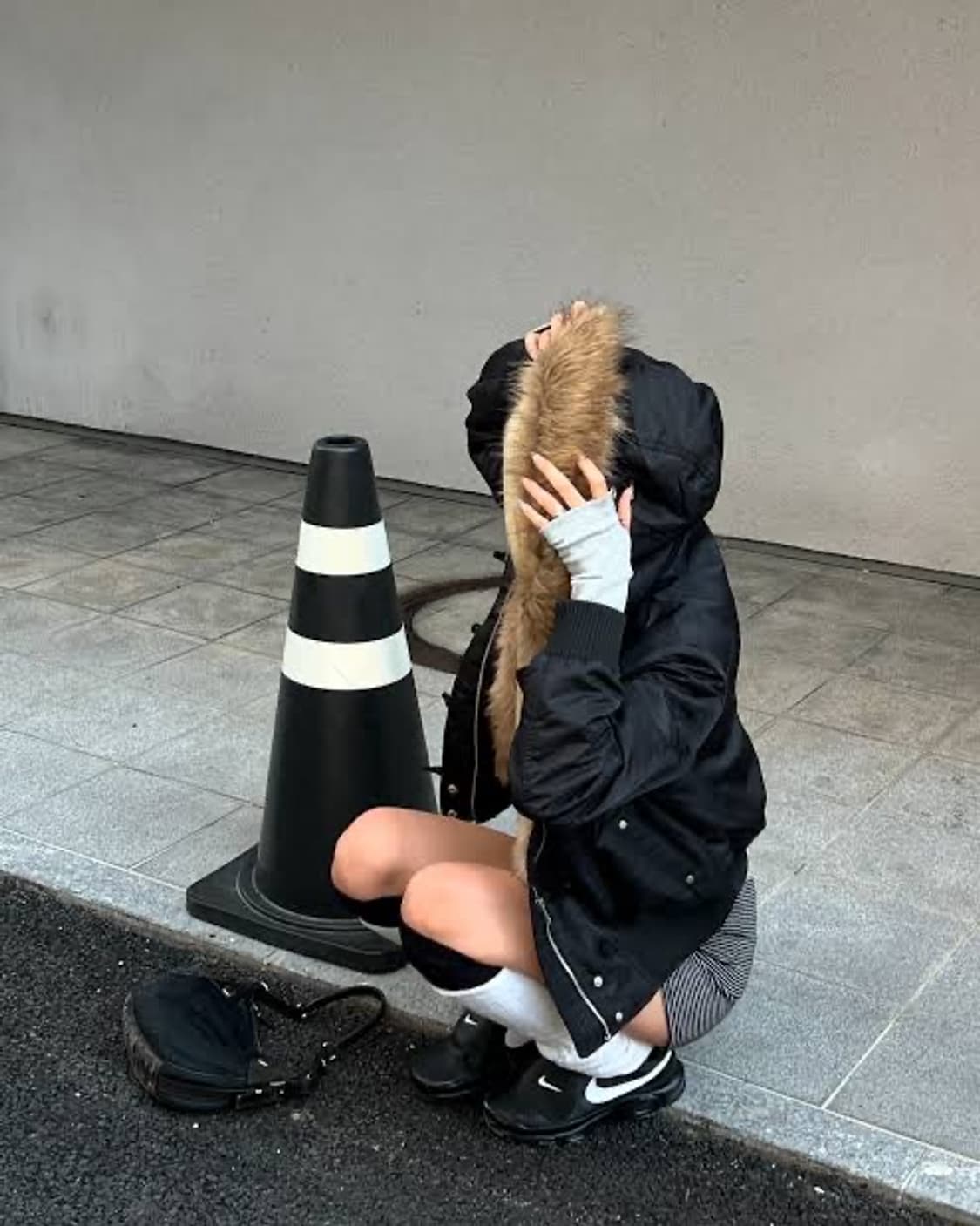 블랙업 포닐 퍼트리밍 후드 자켓 퍼 점퍼 상품이미지2
