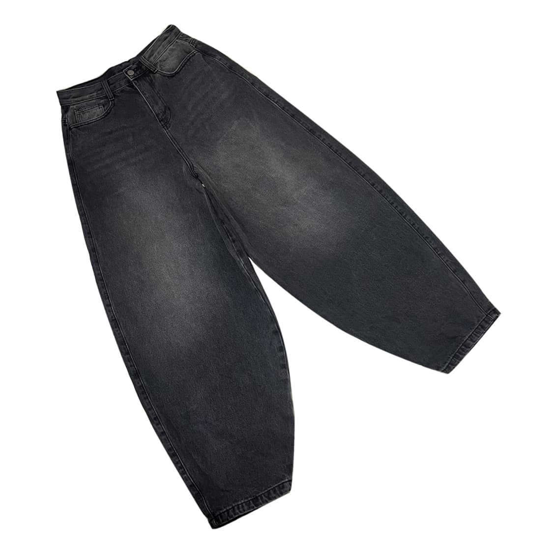 낫포너드 와이드 벌룬 흑청 데님 팬츠 S 상품이미지1