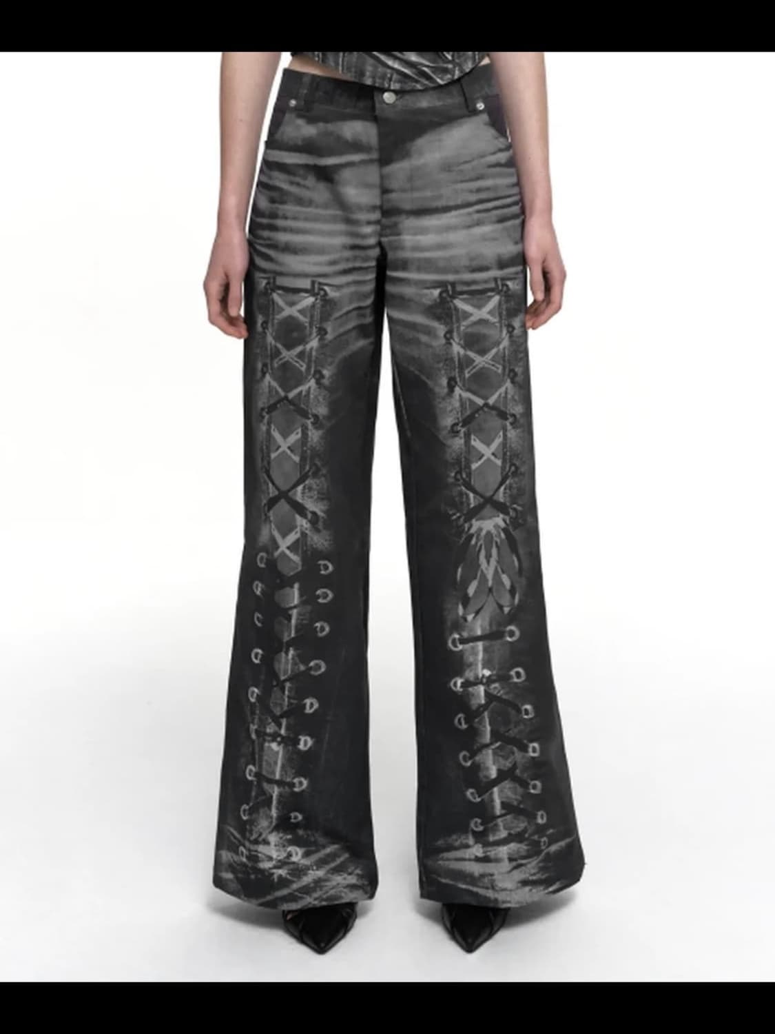 Nache RACE UP PRINTED PANTS BLACK 상품이미지1