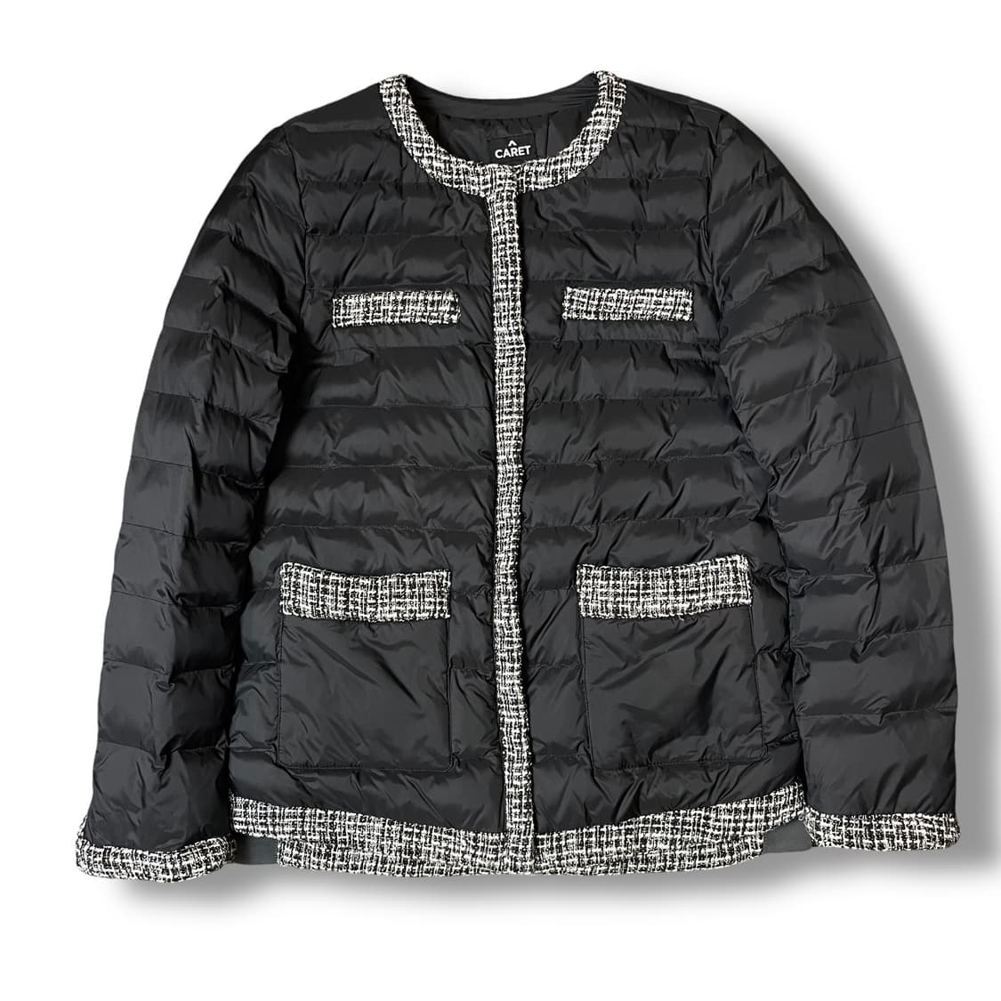 빈티지 블랙 트위드 경량 패딩 S 상품이미지1