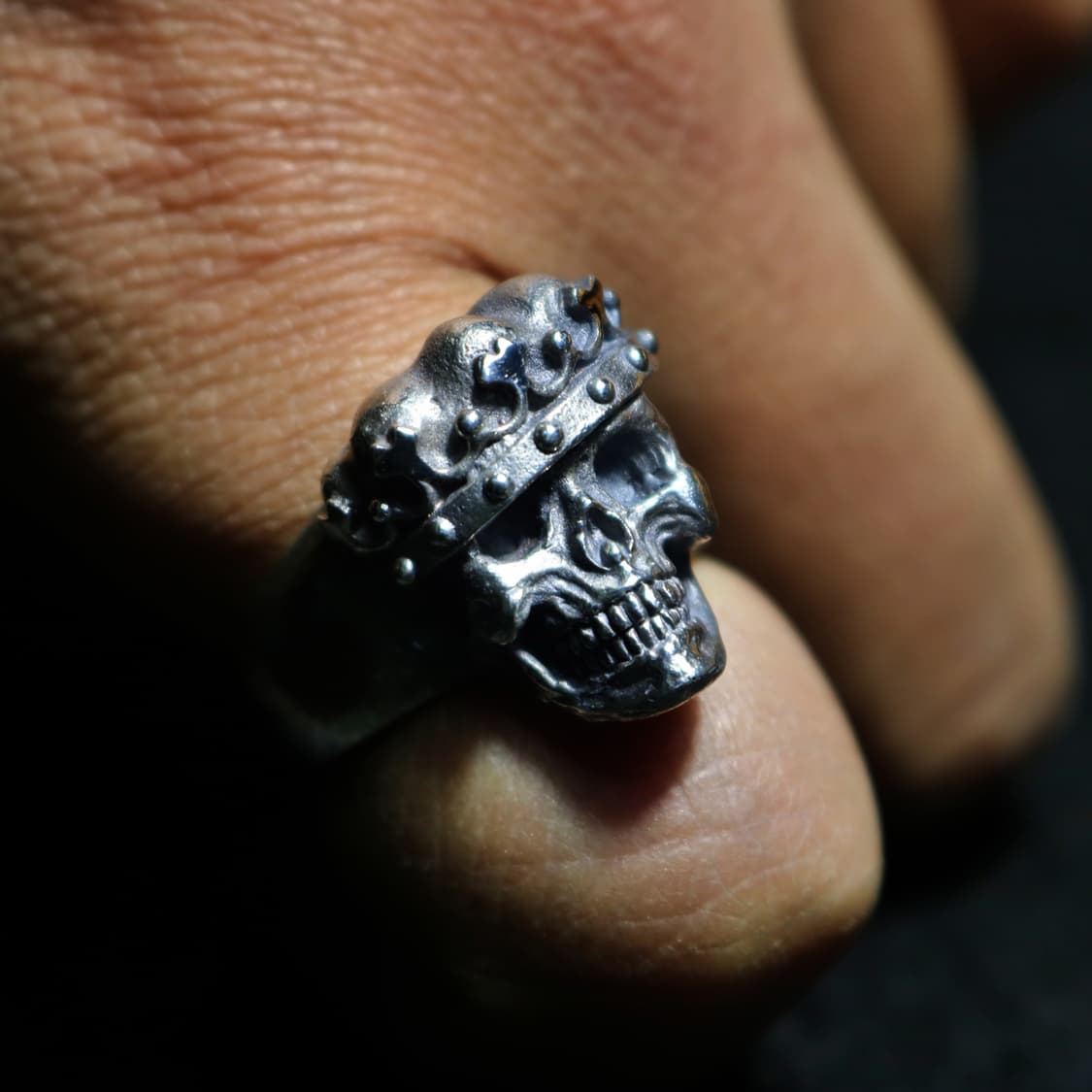 [USA 빈티지] 925 실버 '킹 오브 데스' 크라운 스컬 헤비 링 상품이미지5
