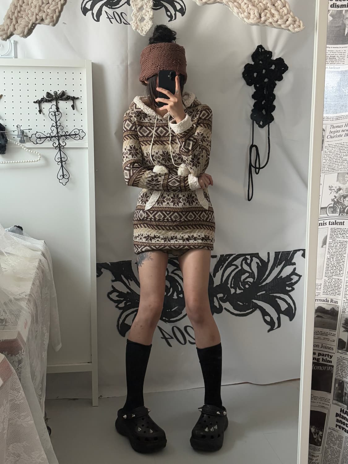 • Nordic Patterned Hooded Knitwear  상품이미지3