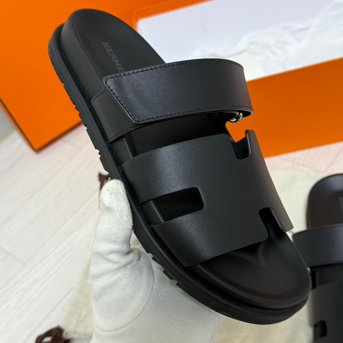 (40) 에르메스 시프레 슬리퍼 블랙 260 상품이미지7