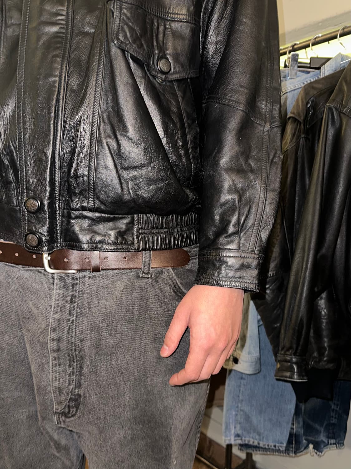 90’s Japanese real-leather bomber jacket 상품이미지7