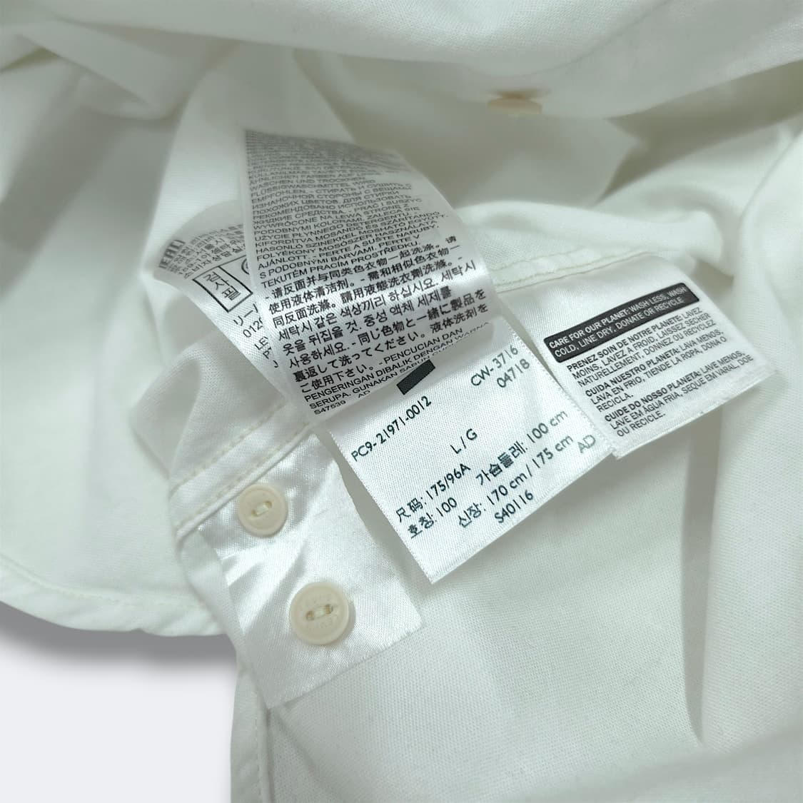[L] 리바이스 화이트 투포켓 클래식 롤업 코튼 긴팔셔츠 상품이미지9