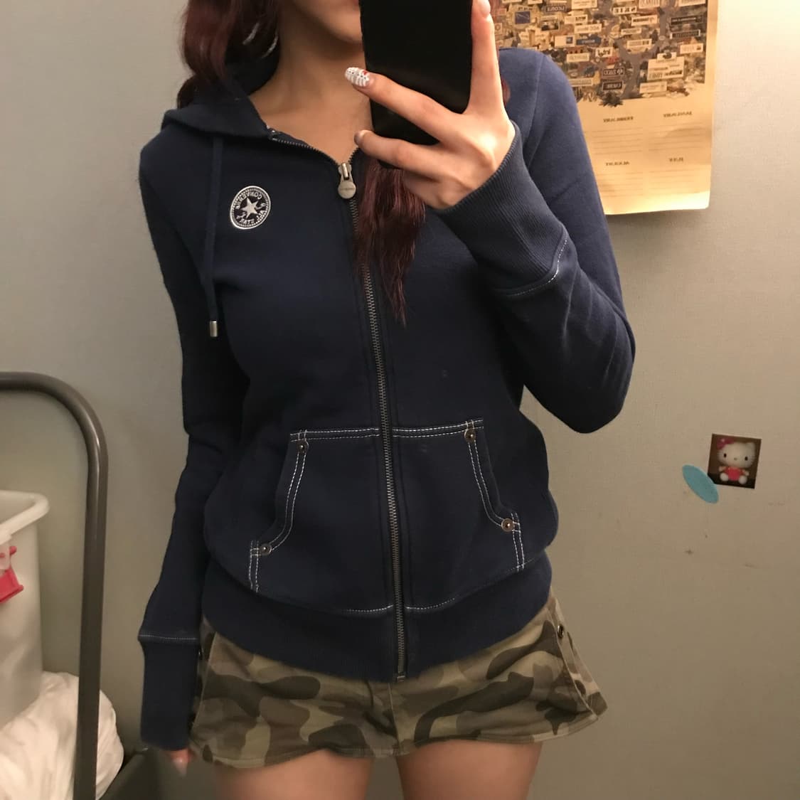 Converse 컨버스 백프린팅 슬림핏 기모 후드집업 상품이미지1