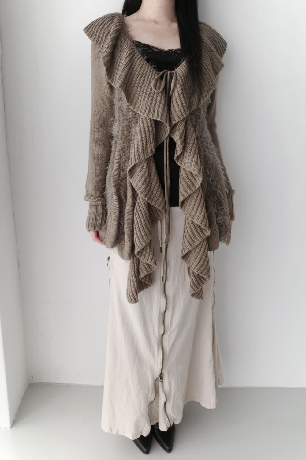 frill fur long cardigun 상품이미지8