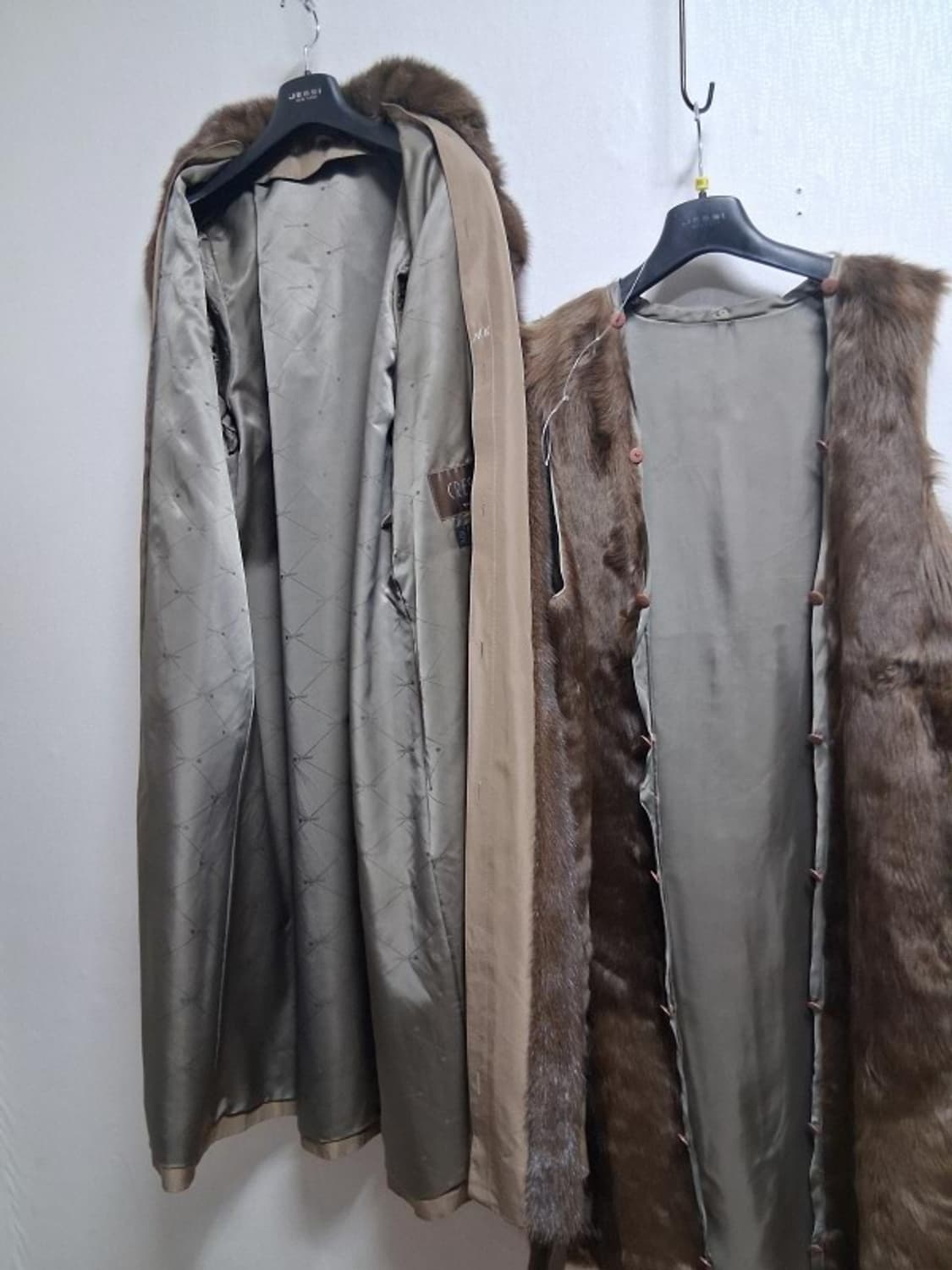 일본빈티지 CRESCE 밍크트리밍 양털내피 실크롱코트 통77까지 일본산 상품이미지4