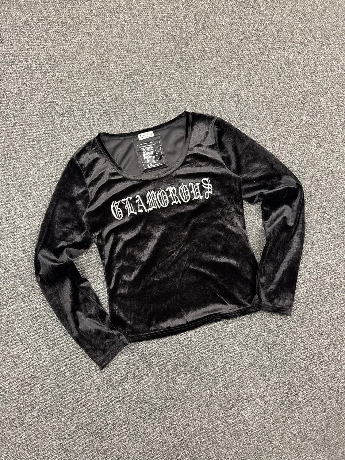 38)Japanese vintage 여성 빈티지 레터링 벨벳 롱슬리브 상품이미지1