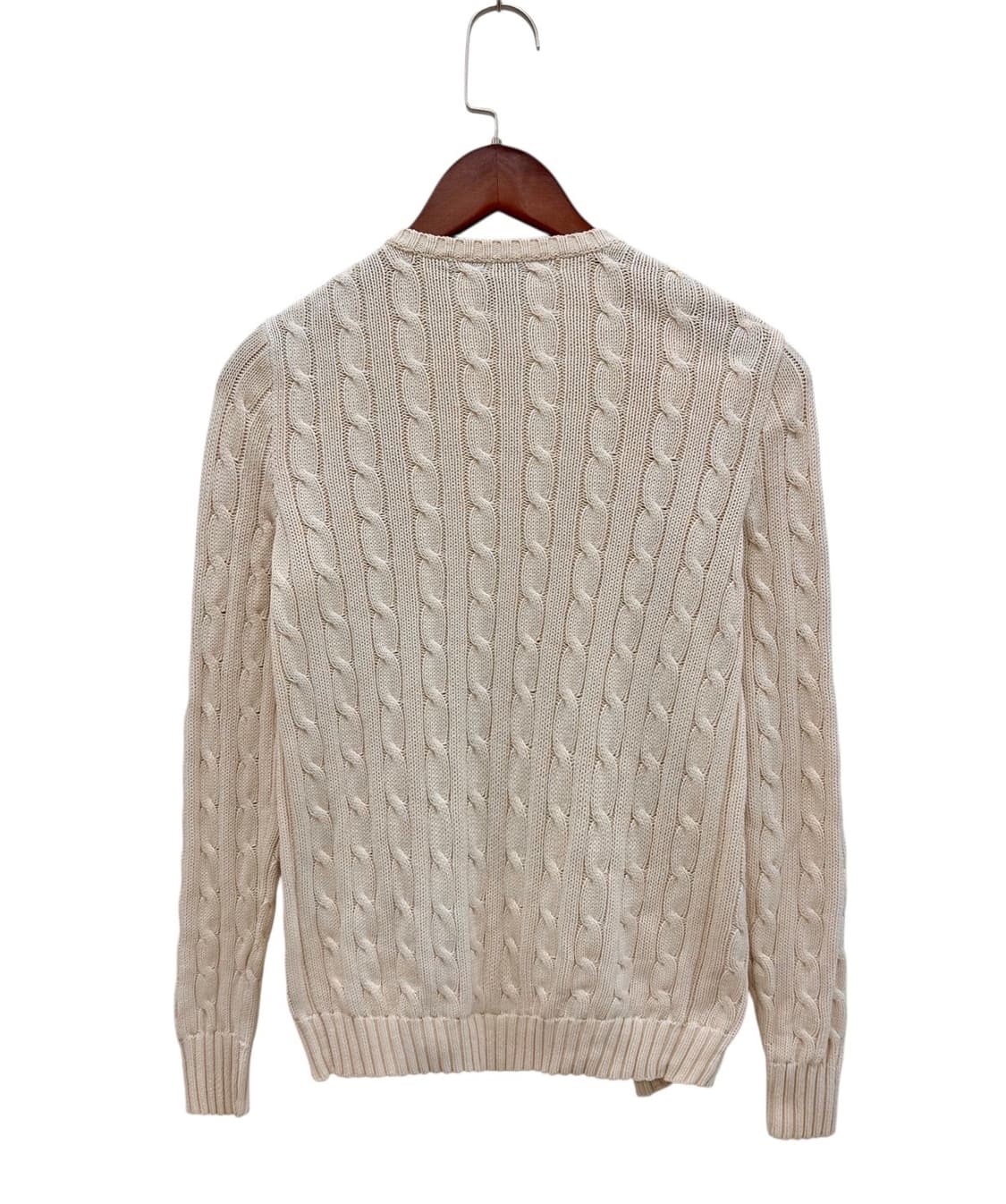 폴로 꽈배기 케이블 오픈 가디건 아이보리 (여성XS)  상품이미지8