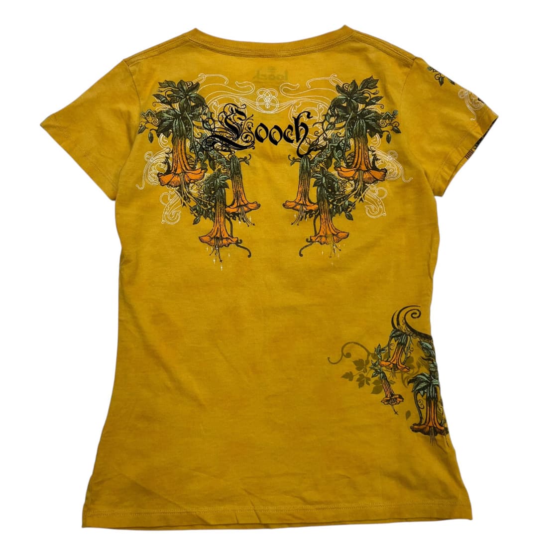 00s USA 오리엔탈 프린팅 머스타드 브이 반팔 S 상품이미지4