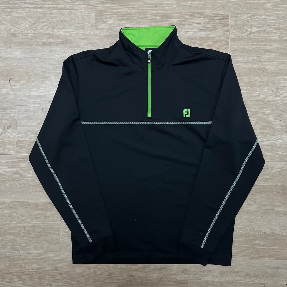 풋조이 골프웨어 져지 트랙탑 반집업 자켓 [블랙/라임] L/10 상품이미지1
