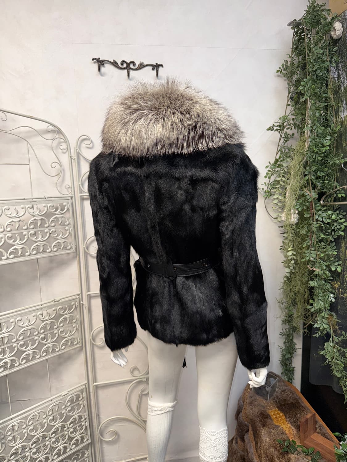 Black goat&fox fur lamb skin belt jacket 상품이미지6