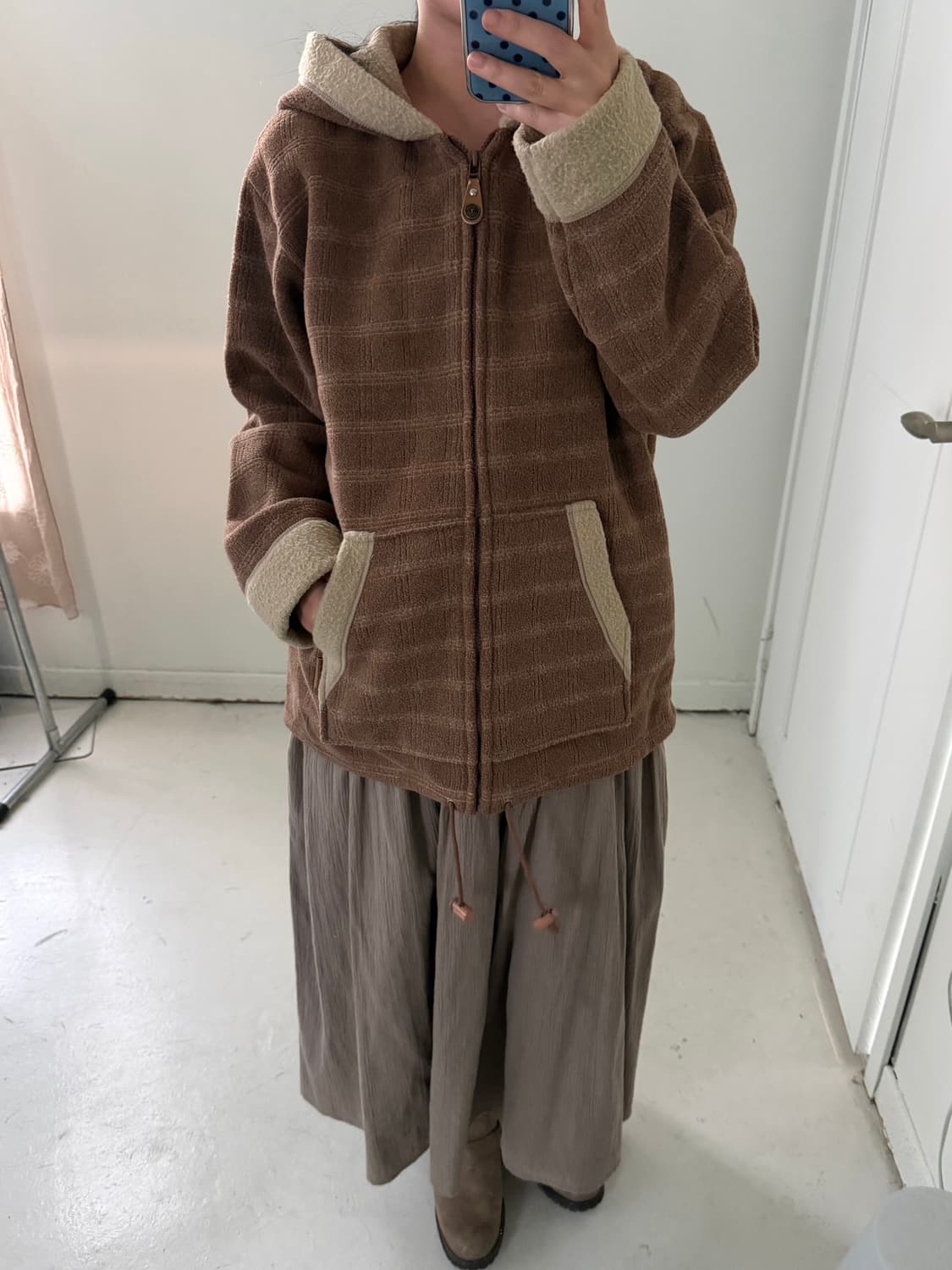 일본빈티지 브라운 플리스 후드 자켓 점퍼 상품이미지3