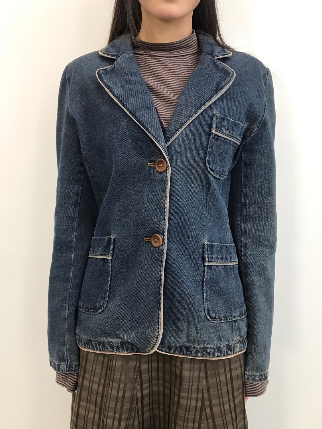 K-PANIC Vintage Piping Denim Jacket 상품이미지2