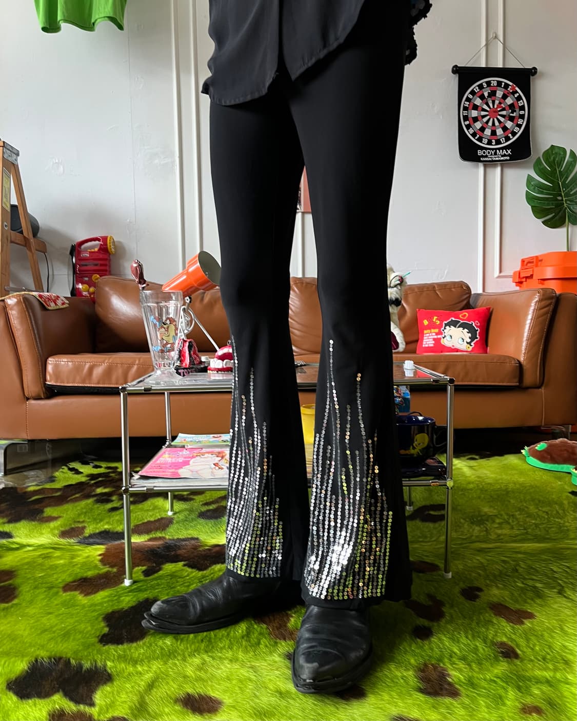 Jpn Vintage Spangle Trim Boots-Cut Pants 상품이미지2