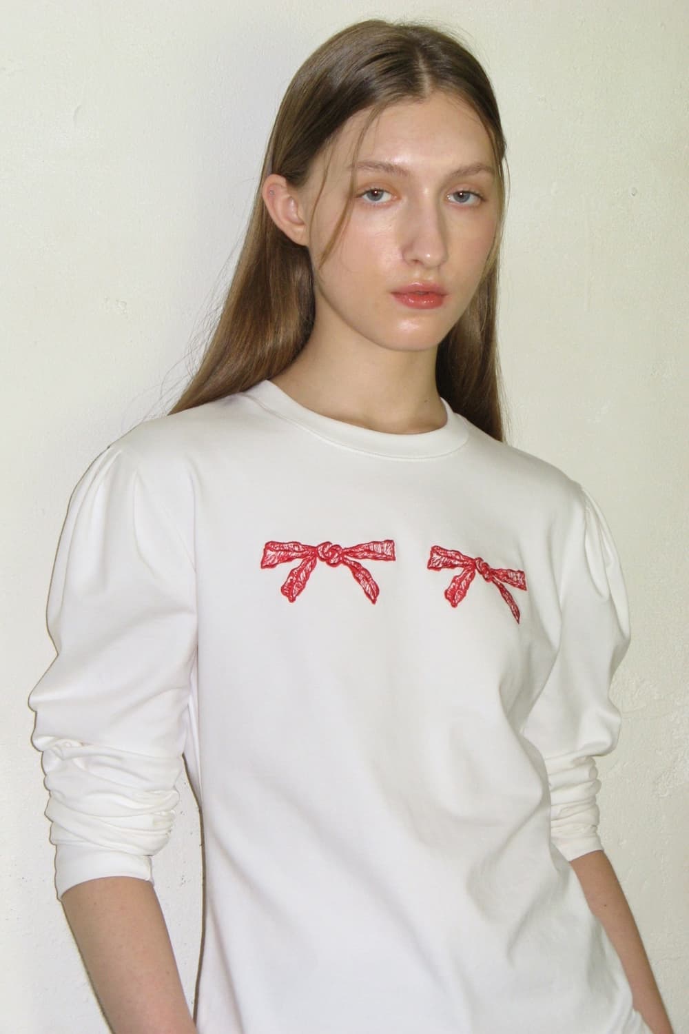 시눈 Ribbon Puff Long Sleeve (White)  상품이미지1