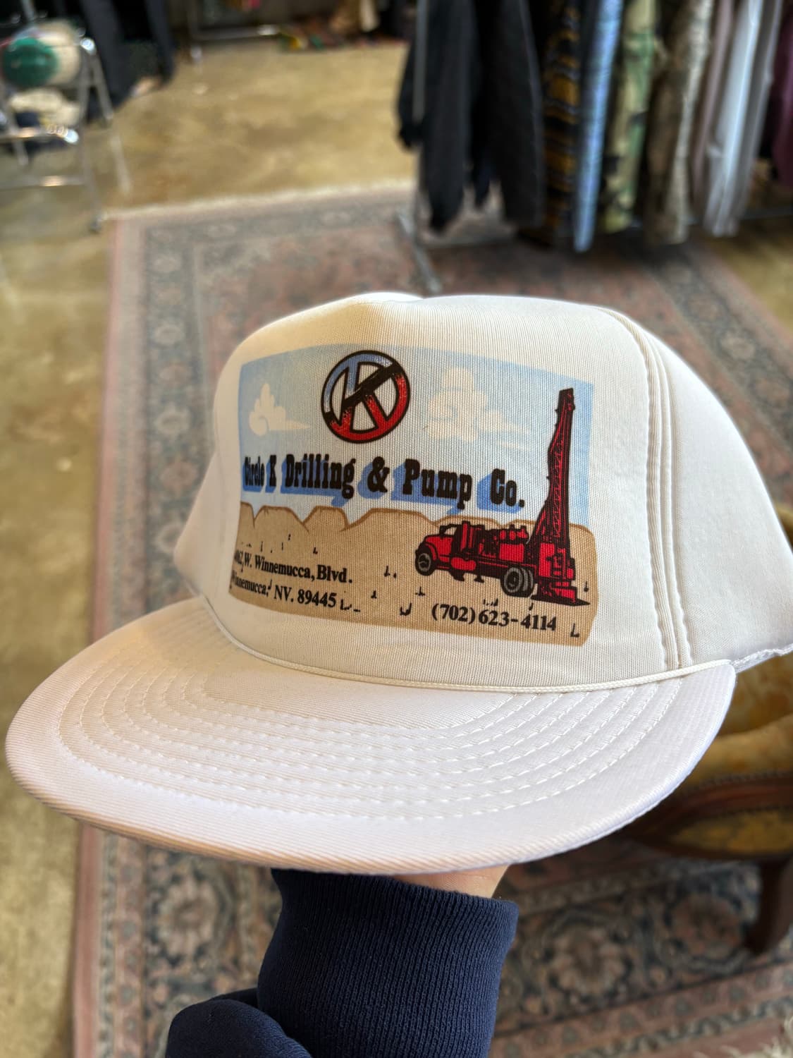 80s 미국 굴착 회사 풀 패브릭 트러커캡 데드스탁 상품이미지2