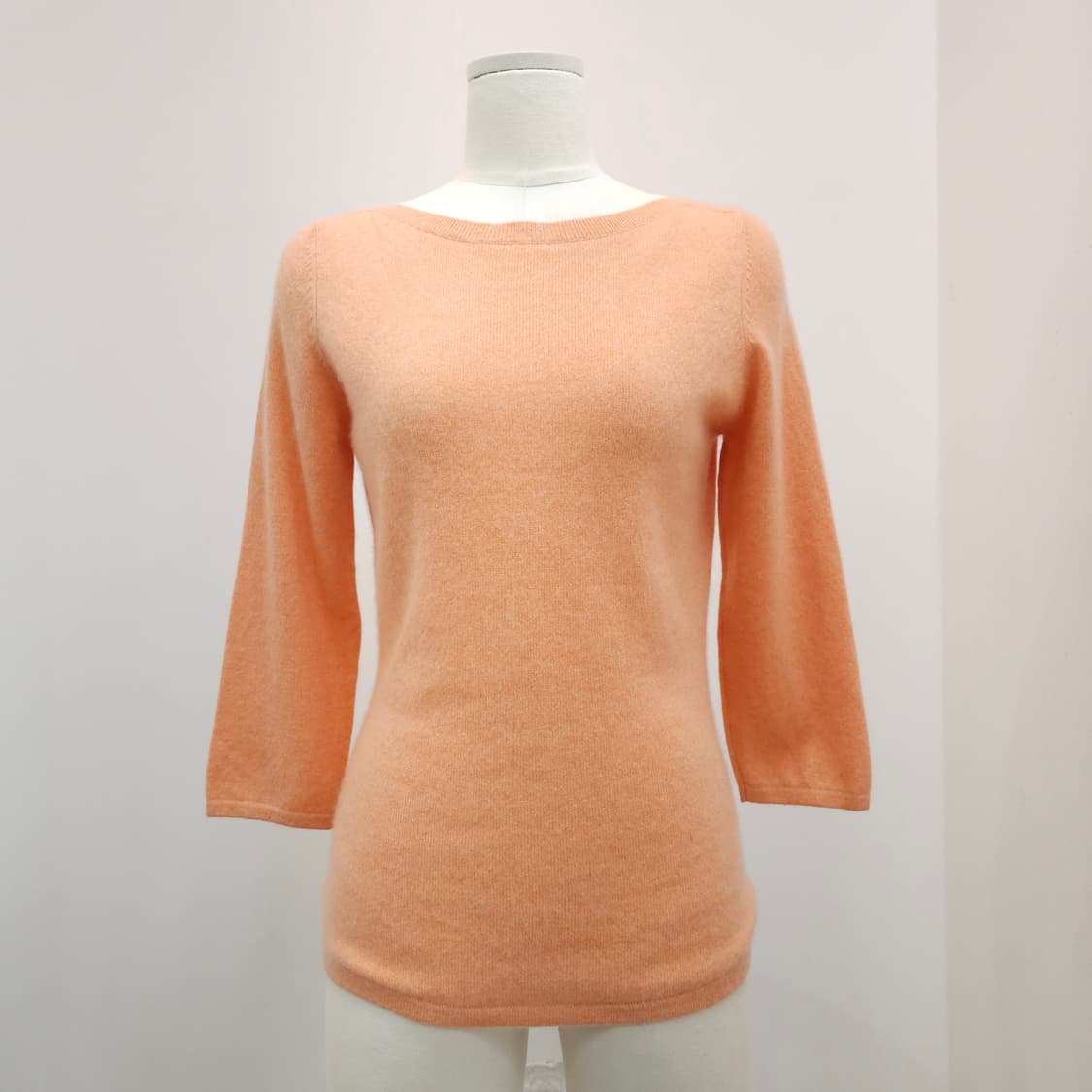 캐시미어 100% 피치 오렌지 8부 니트 상품이미지1