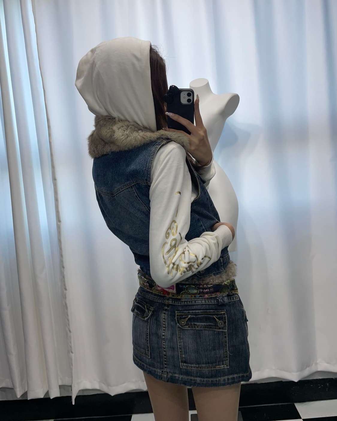 🎸미디움 블루 화이트 퍼 베스트🎸 상품이미지4